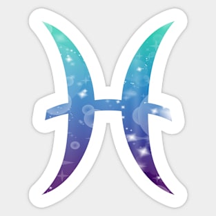 Pisces Zodiac Symbol in Magical Mermaid Colors Sticker